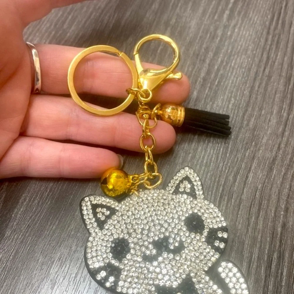 Sparkly Cat Bag Charm/Keychain